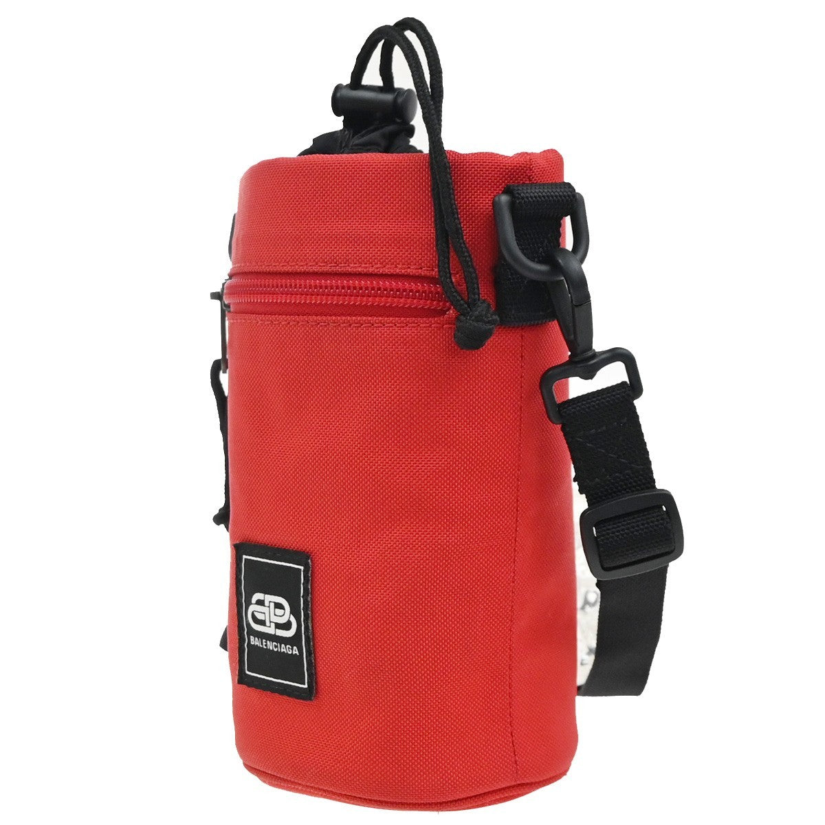 BALENCIAGA Weekend Bottle Holder Shoulder Bag Canvas Nylon RD BK Italy 34KC935