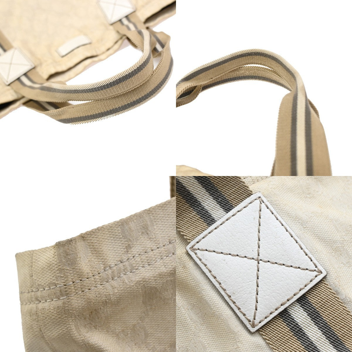22.Live GUCCI Logo GG Pattern Shoulder Bag Canvas Leather Beige Italy 63EG210