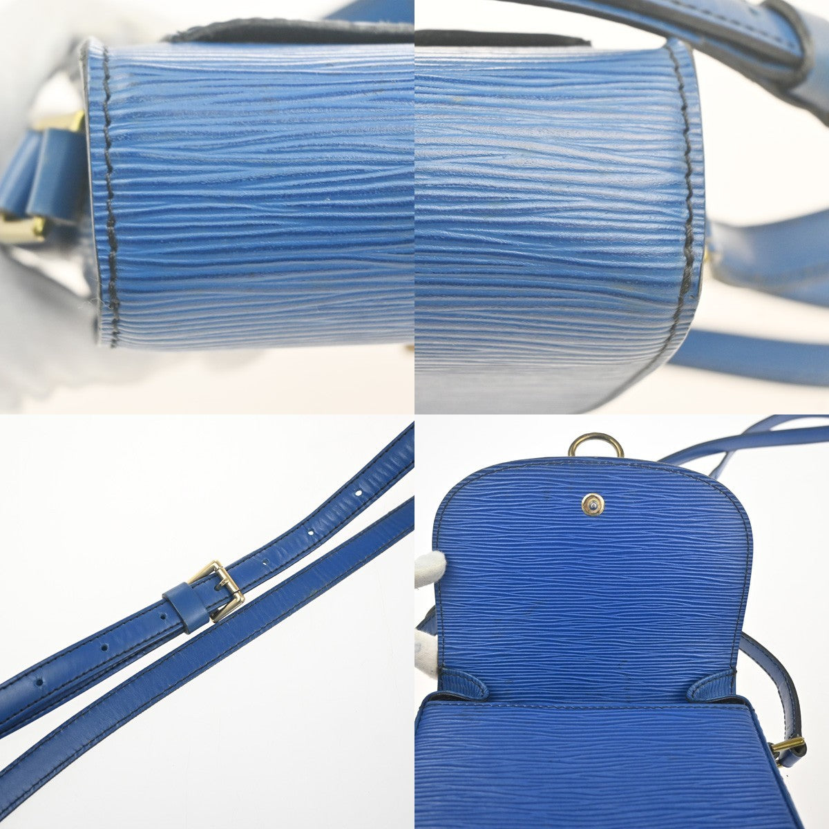 LOUIS VUITTON LV Mini Saint Cloud Shoulder Bag Epi Leather Blue M52215 83MA444