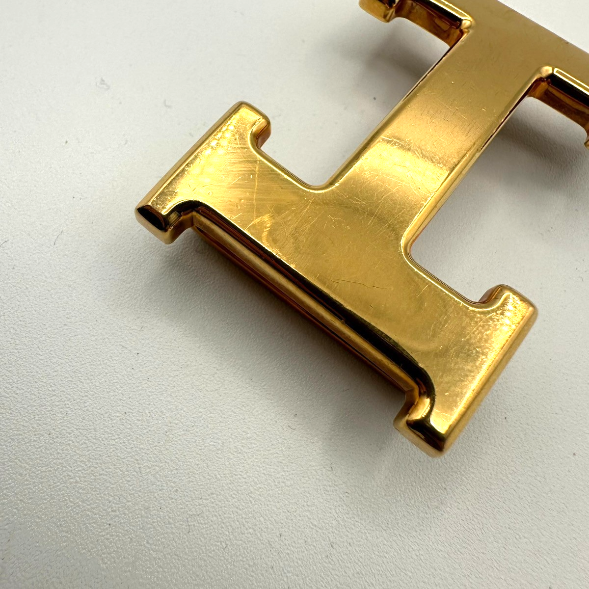 HERMES Logo Constant Reversible Buckle Belt Size 65 Leather Black BN GHW 34RL984
