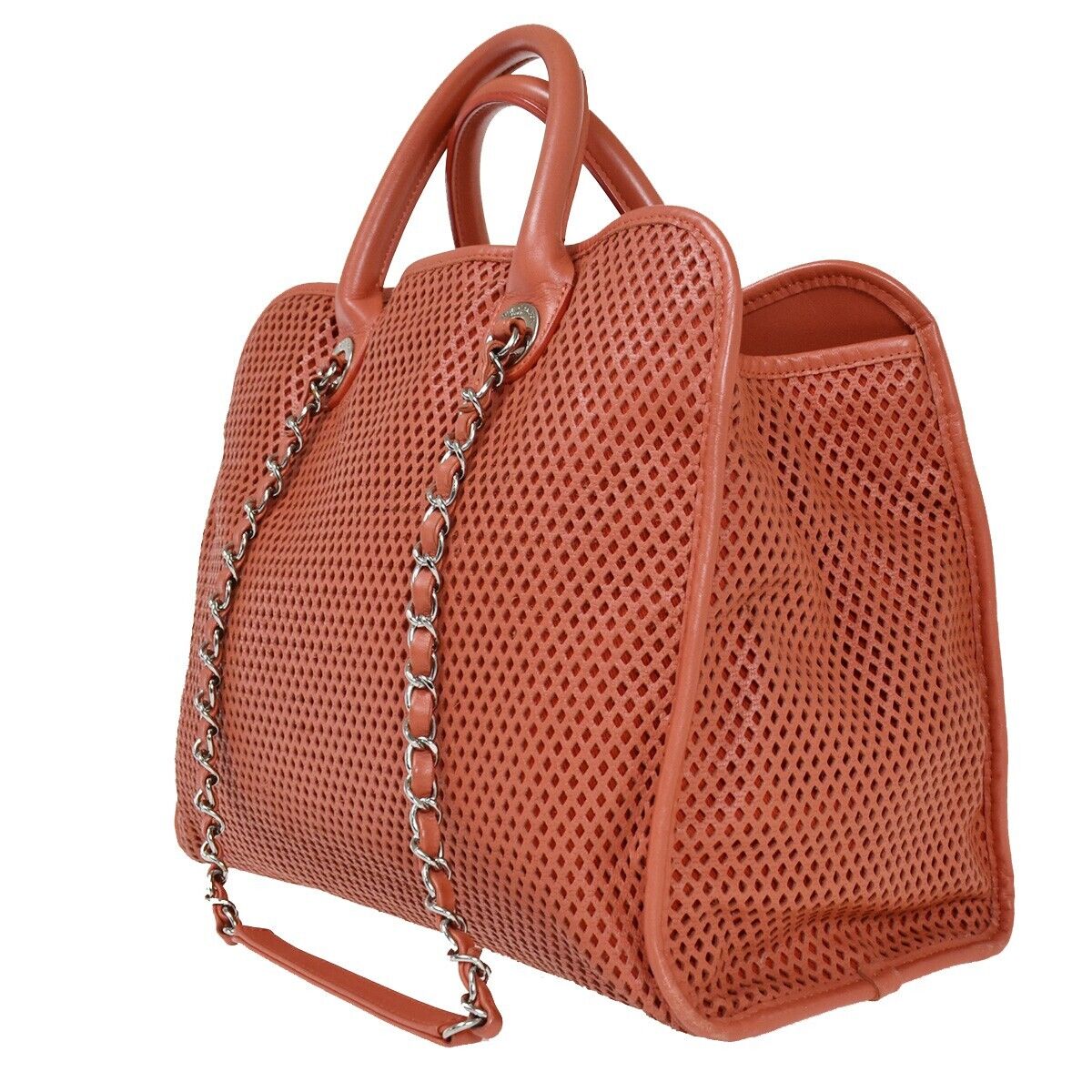 CHANEL CC French Riviera Chain 2Way Hand Bag Punching Leather ST SHW 687RH349