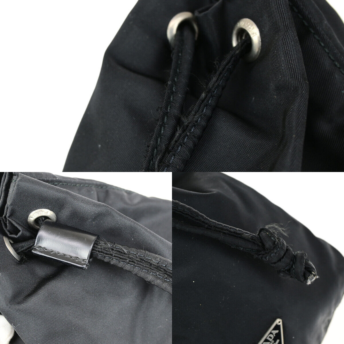 PRADA Logo Tessuto Mini Drawstring Pouch Nylon Leather Black SHW Italy 36YG794
