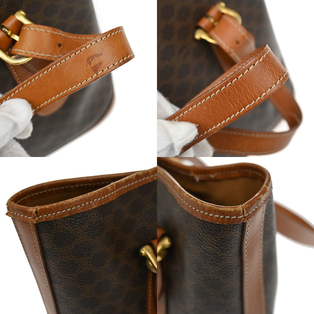 CELINE Logo Macadam Pattern Shoulder Bag PVC Leather Brown GHW Italy 66YH783