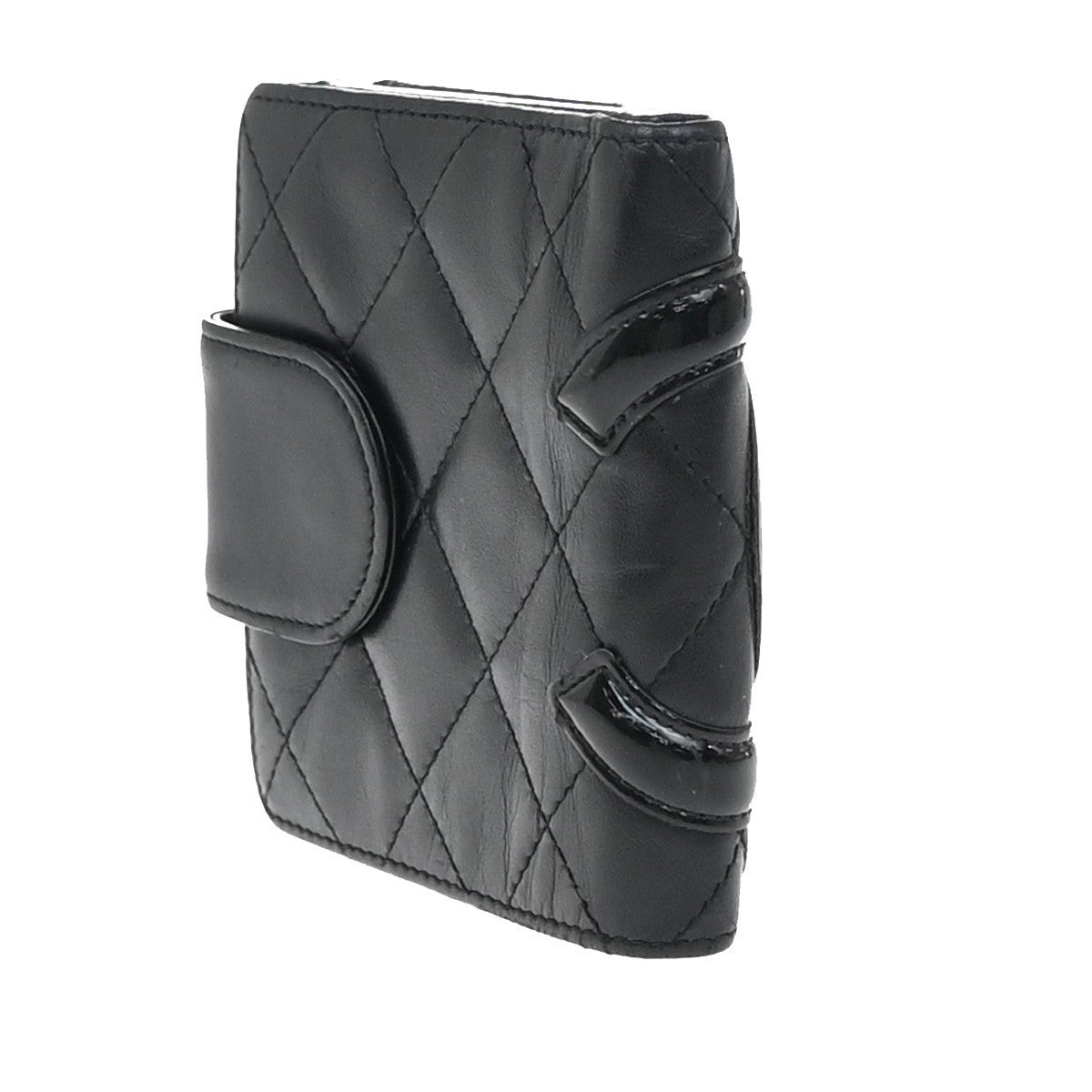 CHANEL CC Logo Cambon Bifold Wallet Leather Black Pink France 30KP049