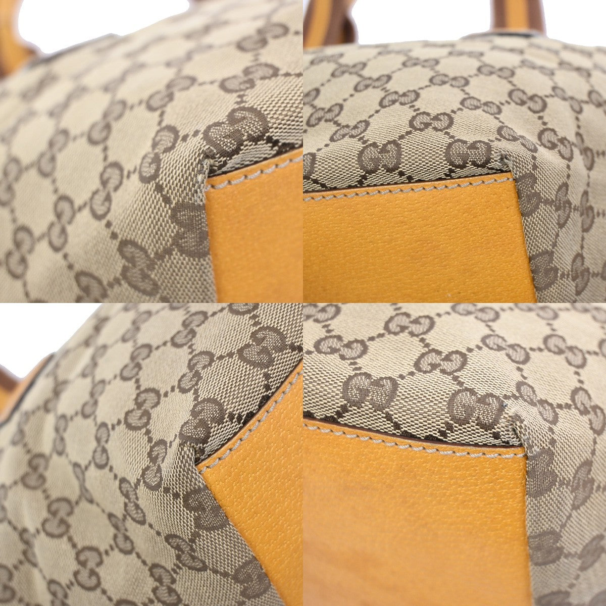 GUCCI Logo Sherry GG Pattern Hand Bag Canvas Leather Brown Italy 31FC137