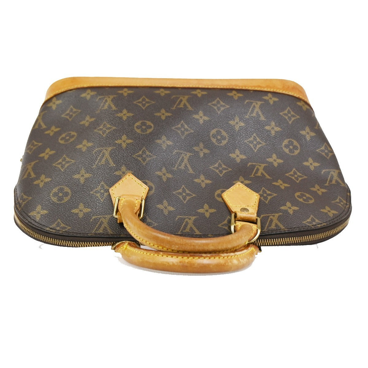 LOUIS VUITTON LV Logo Alma Hand Bag Monogram Leather Brown France M51130 83SA028