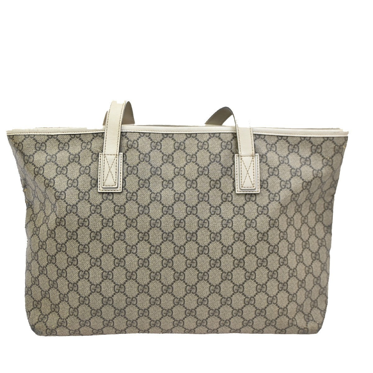 GUCCI Logo GG Pattern Shoulder Tote Bag Supreme Leather Beige Italy 61KB904