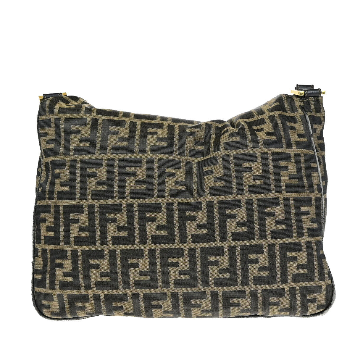 FENDI Logo Zucca Pattern Shoulder Bag Canvas Leather Brown SHW Italy 34SH943