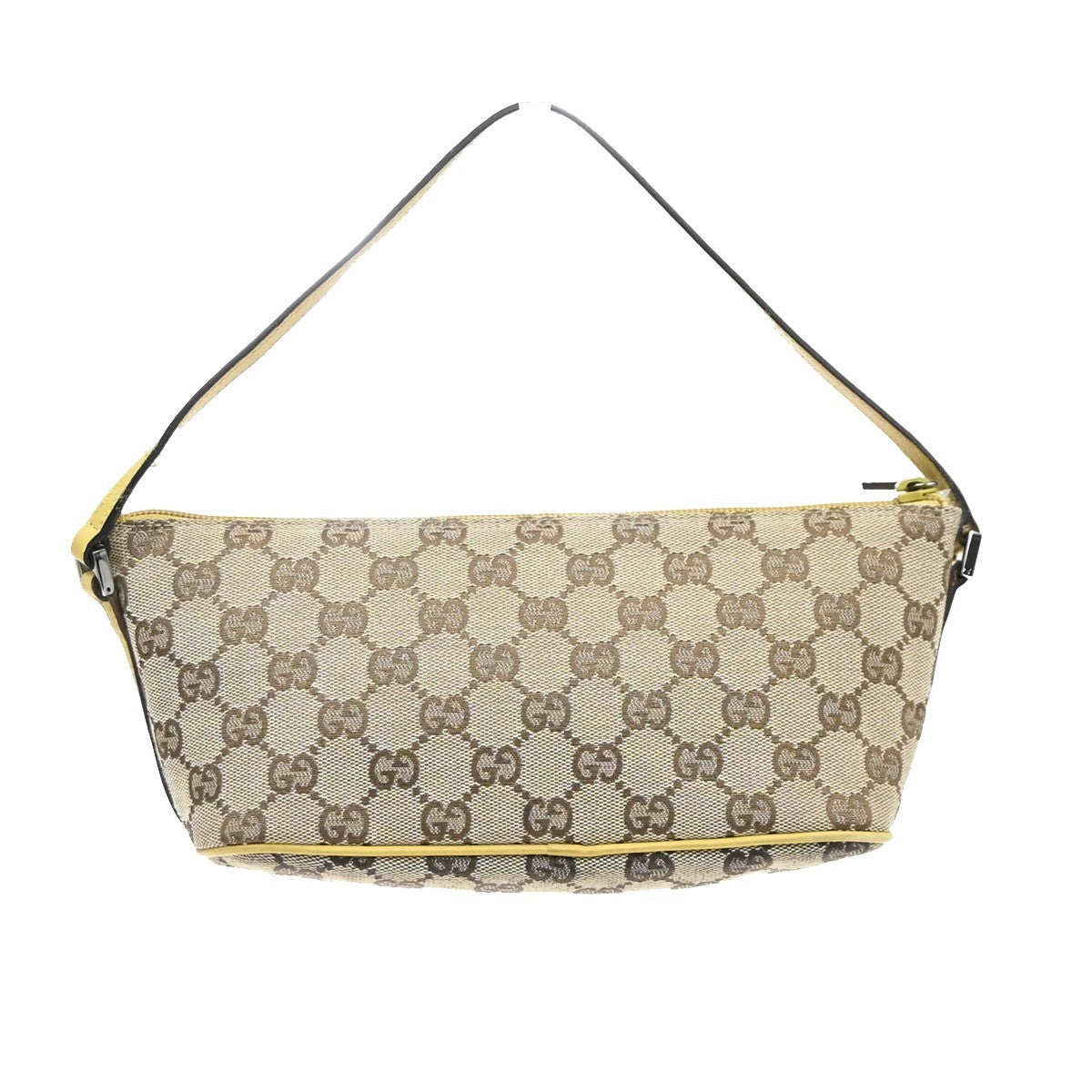 GUCCI GG Pattern Boat Pochette Hand Bag Canvas Leather BE YW Italy 77MA617