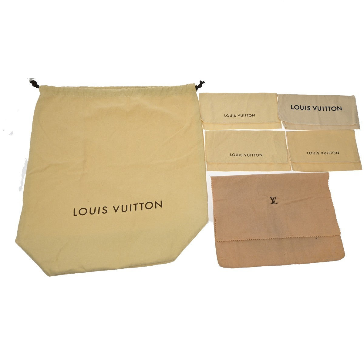 LOUIS VUITTON Logo 10 Set Drawstring Dust Bag Canvas Cotton Beige Brown 09YH751