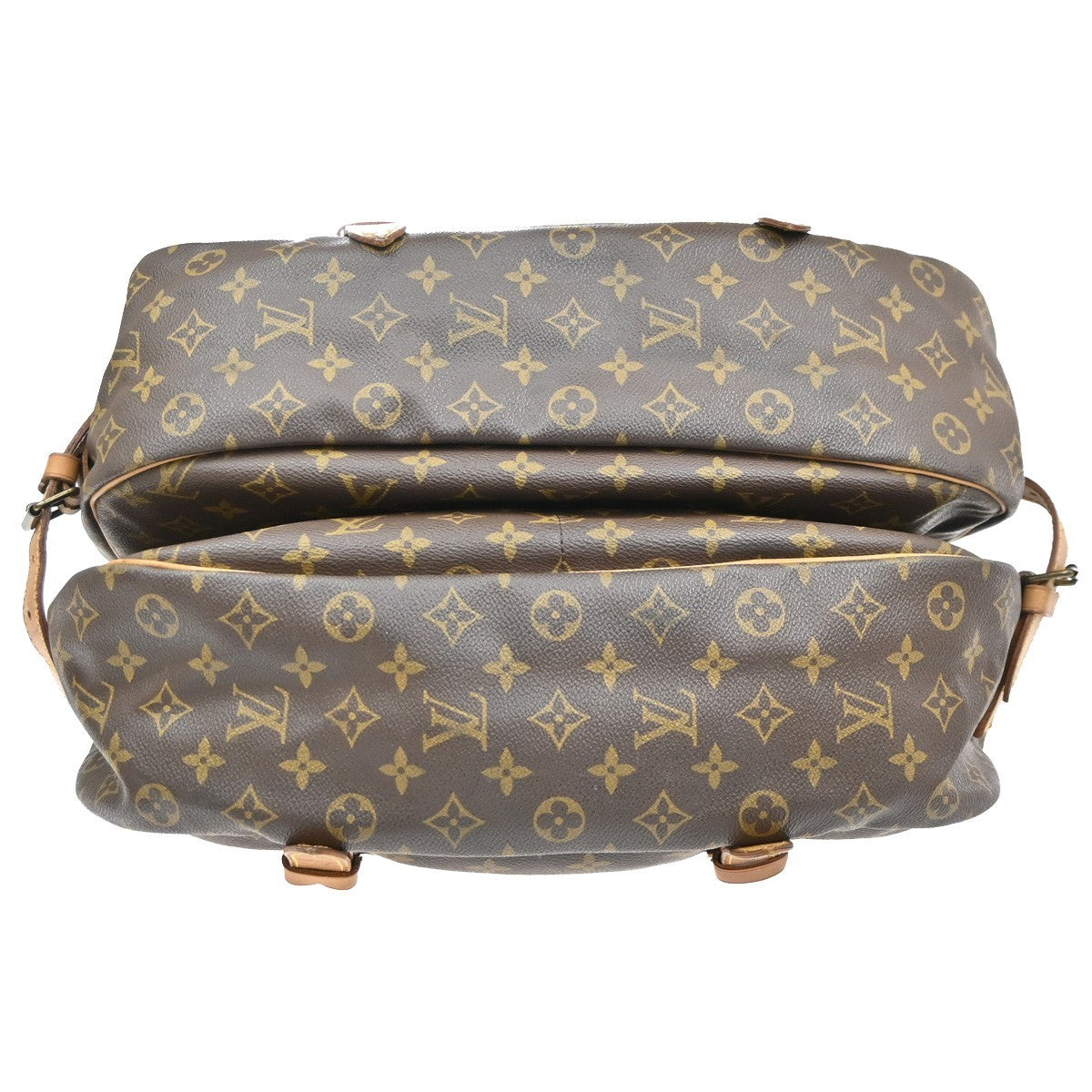 LOUIS VUITTON Logo Saumur 43 Shoulder Bag Monogram Leather Brown M42252 35MA673