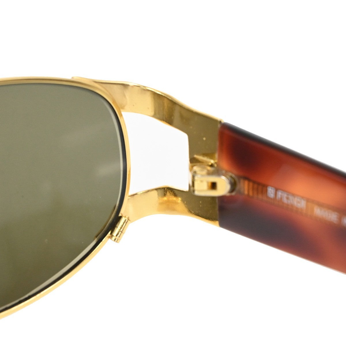 FENDI FF Logos Sunglasses Eye Wear Plastic Metal Brown Italy 7017 07CA893