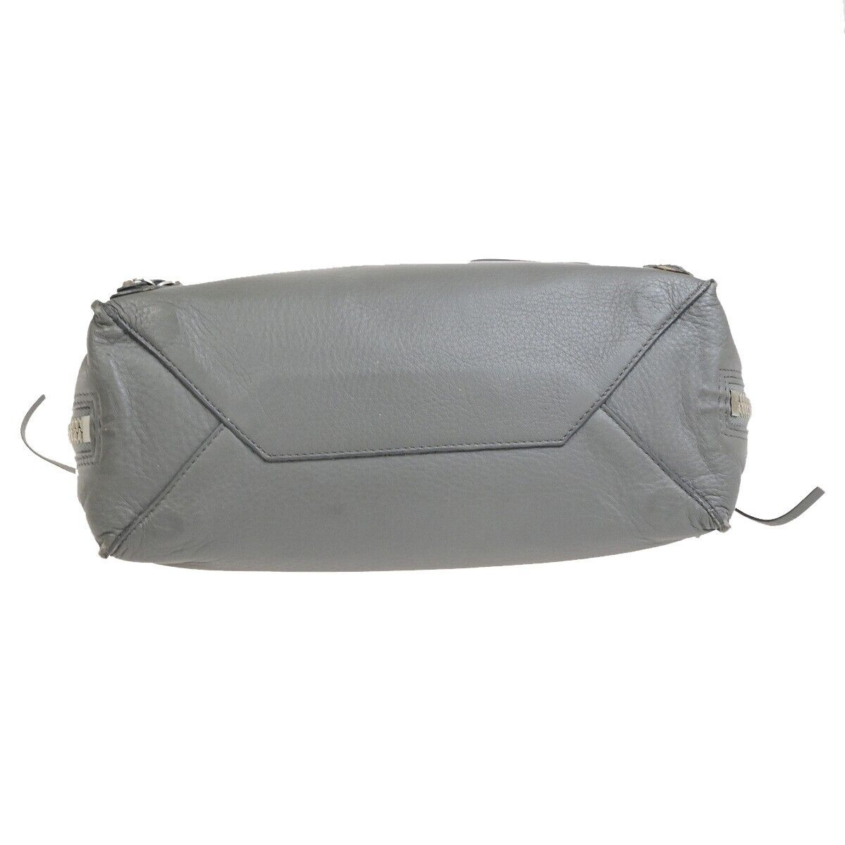 BALENCIAGA Logo Papier Mini 2Way Shoulder Hand Bag Leather Gray Italy 64ED611