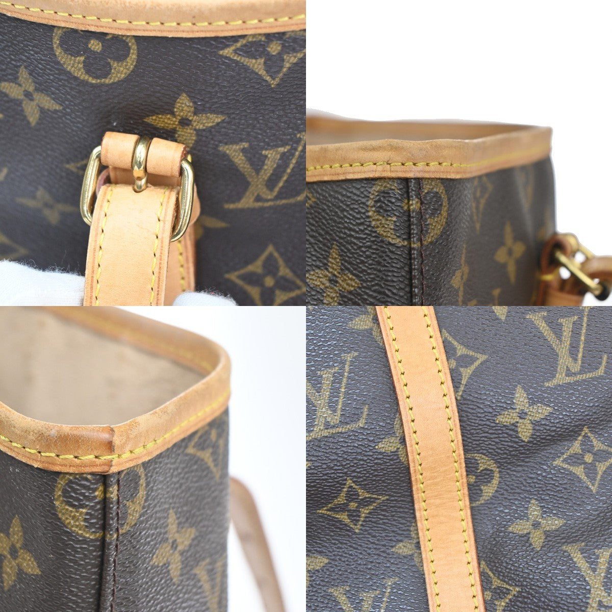 LOUIS VUITTON BUCKET GM Shoulder Tote Bag Monogram Leather Brown M42236 32KC702