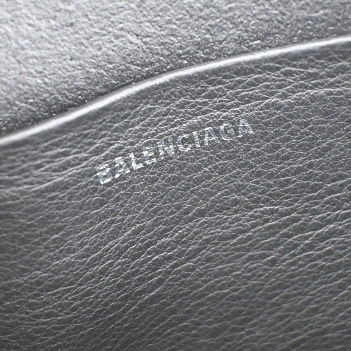 BALENCIAGA Logo Mini Shoulder Bag Hand Bag Leather Black Italy 77RF487