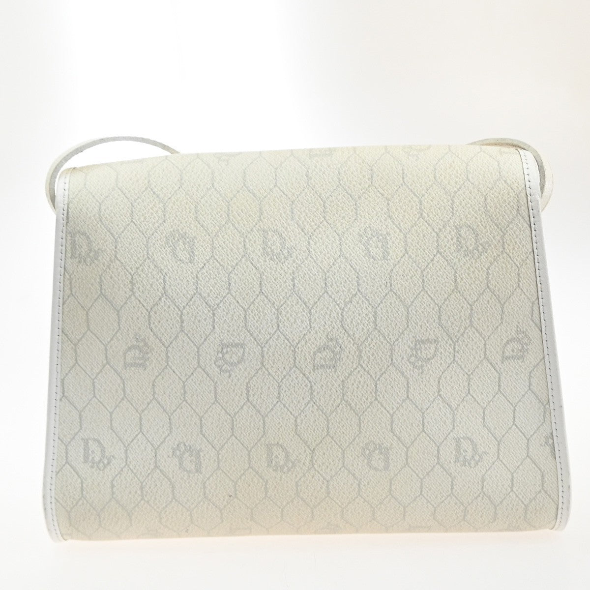 CHRISTIAN DIOR Honeycomb pattern Shoulder Bag PVC Leather White France 30MA503