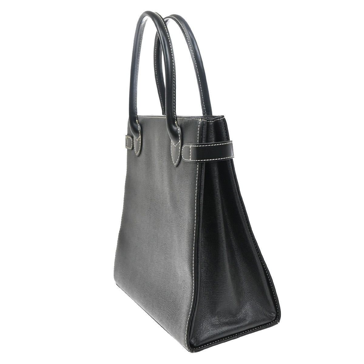 BURBERRYS Logo Hand Tote Bag Leather Canvas Black GHW 02FC151