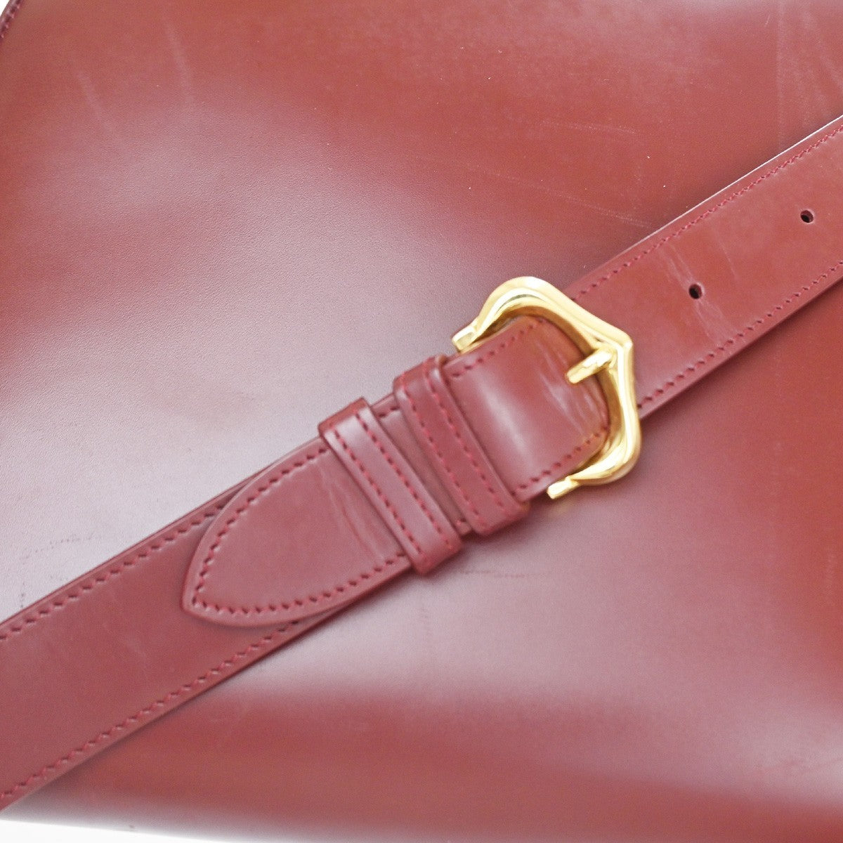 CARTIER 2C Logo Shoulder Crossbody Bag Leather Red GHW France 35YJ122