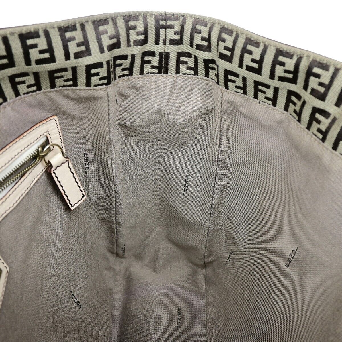 FENDI Zucca Zucchino Pattern Shoulder Tote Bag Canvas Leather Brown GHW 70YH015