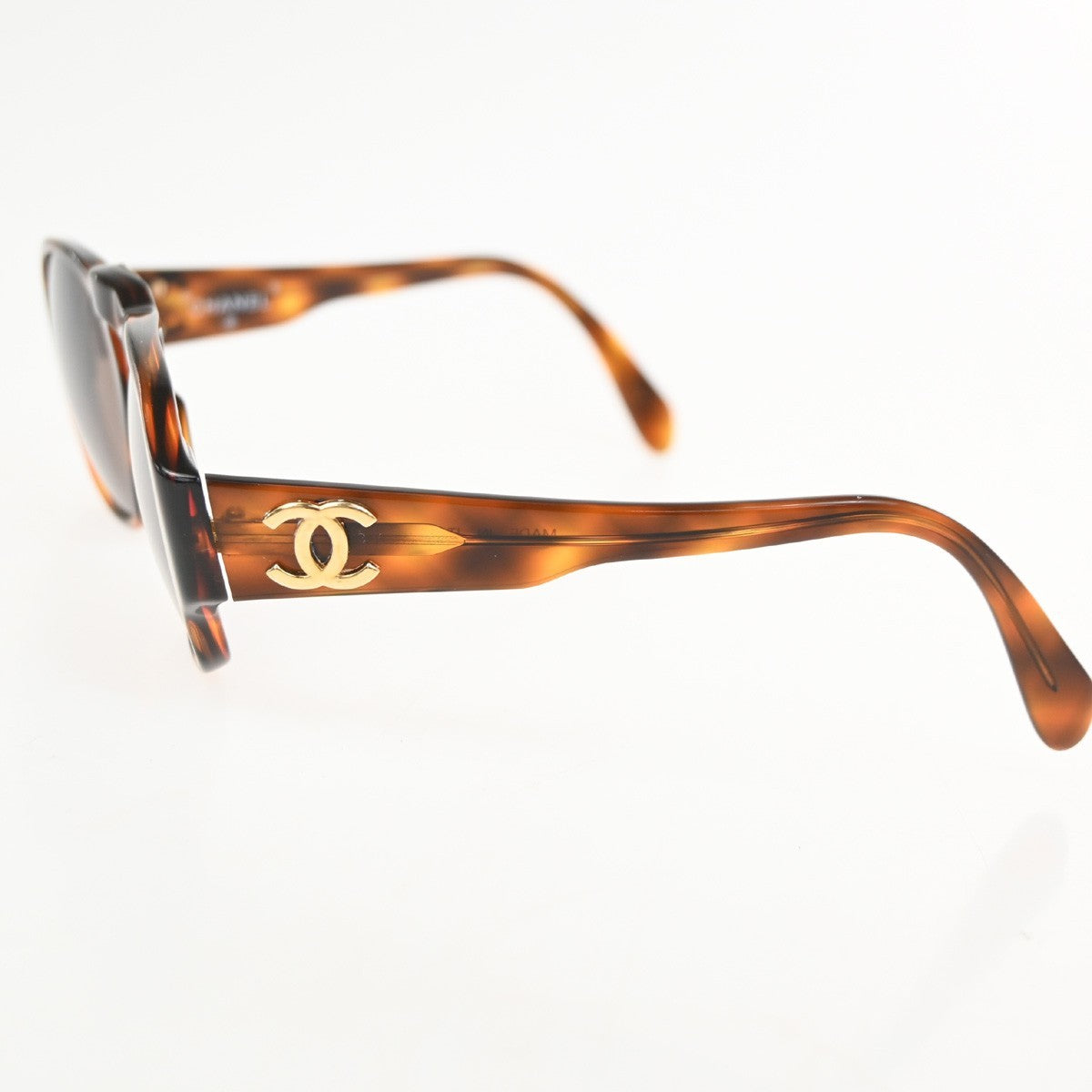 CHANEL CC Logo Sunglasses Eye Wear Plastic Brown GHW Italy 0006 09RL981