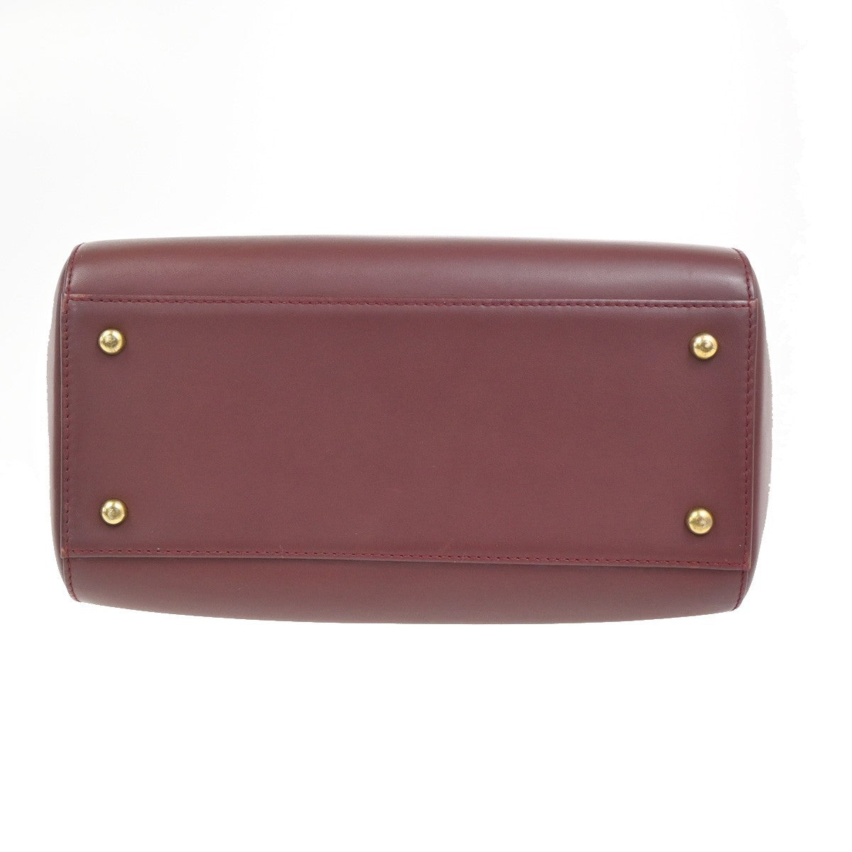 MUST DE CARTIER 2C Logo Shoulder Hand Bag Leather Red Bordeaux GHW Spain 87RL922