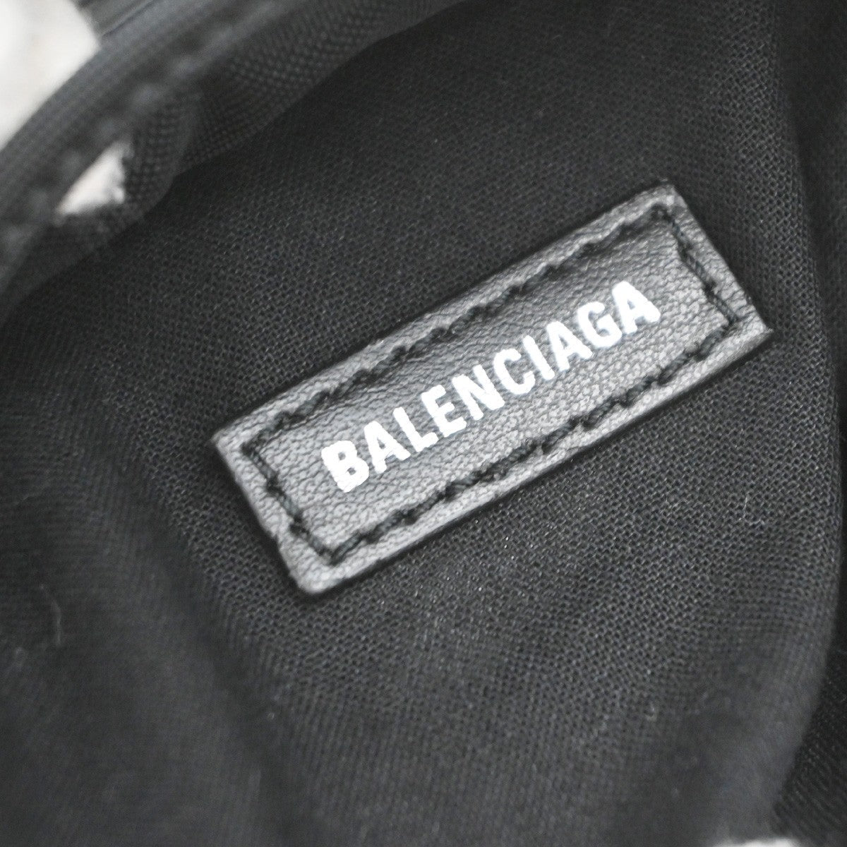 BALENCIAGA Logo Shoulder Bag Phone Case Leather Black SHW Italy 16RQ045