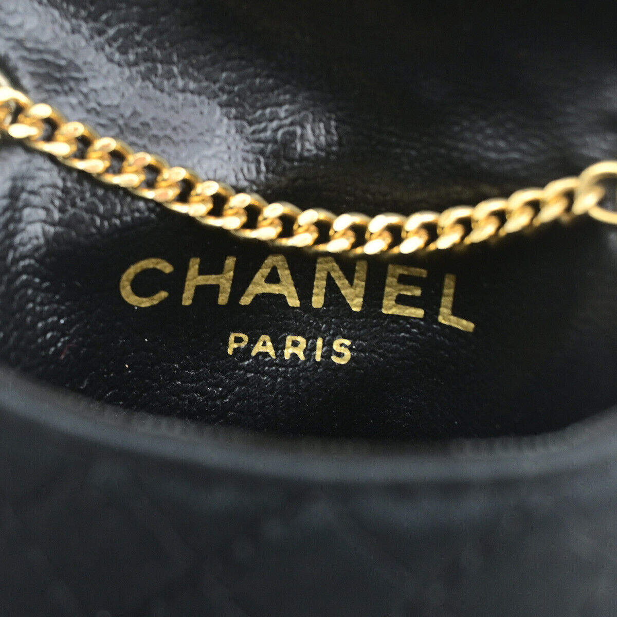 CHANEL CC Logo Micro Matelasse Shoulder Bag Pouch Canvas Leather Black 88RK080