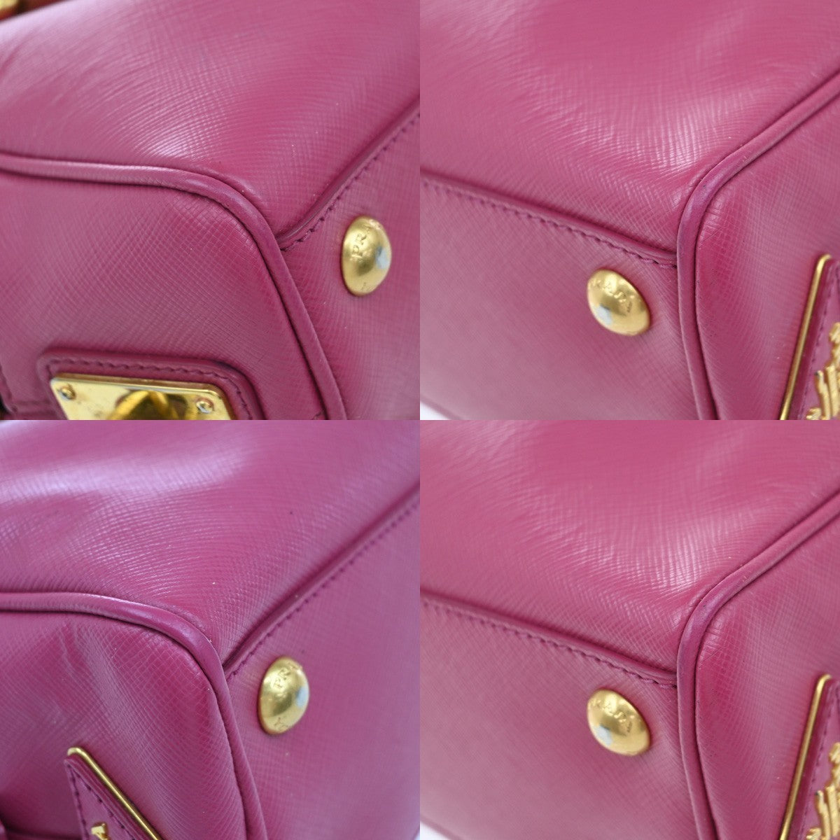 PRADA MILANO Logo 2Way Shoulder Hand Bag Saffiano Leather Pink Orange75KB303