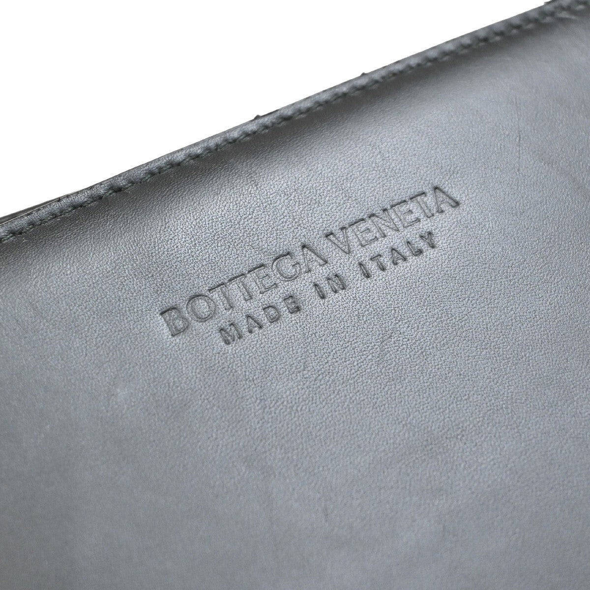 BOTTEGA VENETA Logo Shoulder Tote Bag embossing Leather Black Italy 75EF016