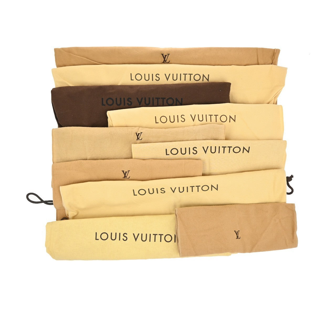 LOUIS VUITTON Logo 10 Set Dust Bag Drawstring Canvas Cotton Beige Brown 09KP044