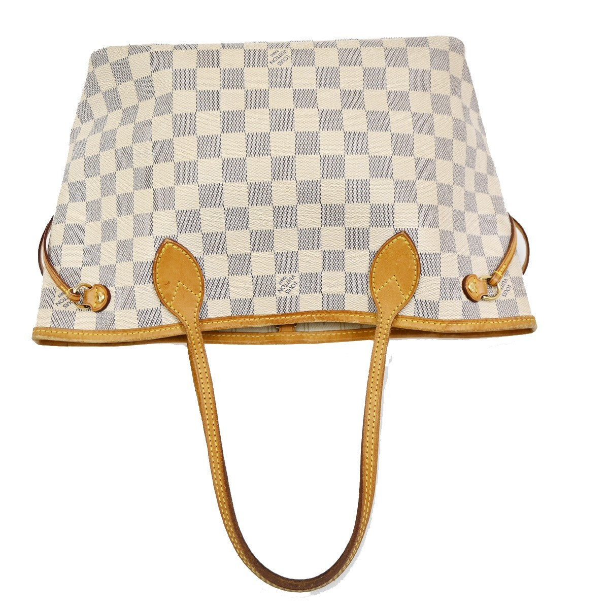 LOUIS VUITTON Neverfull PM Shoulder Tote Bag Damier Azur Leather N51110 93TA255