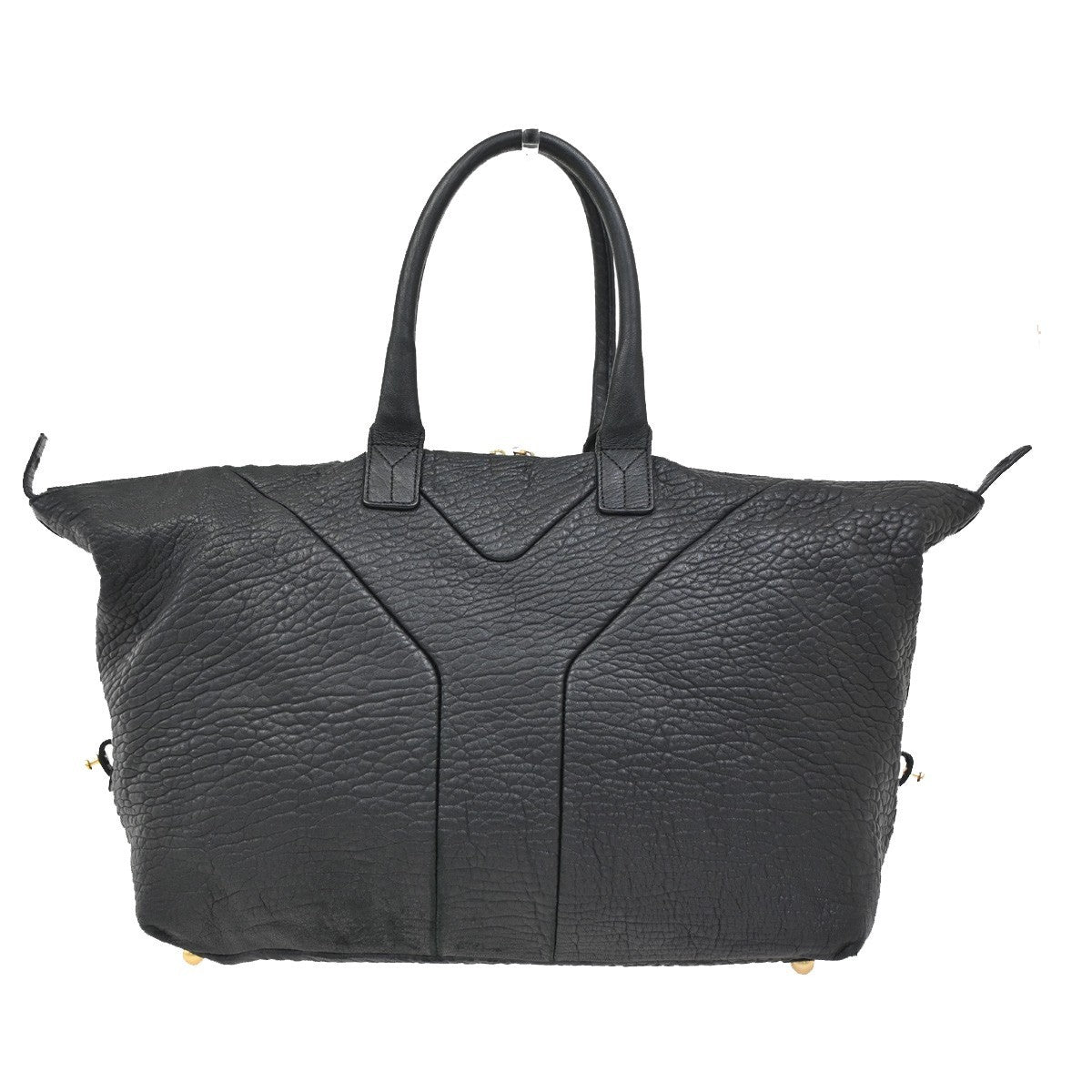 YVES SAINT LAURENT Easy Handbag Boston Black Leather GHW France 65DA105
