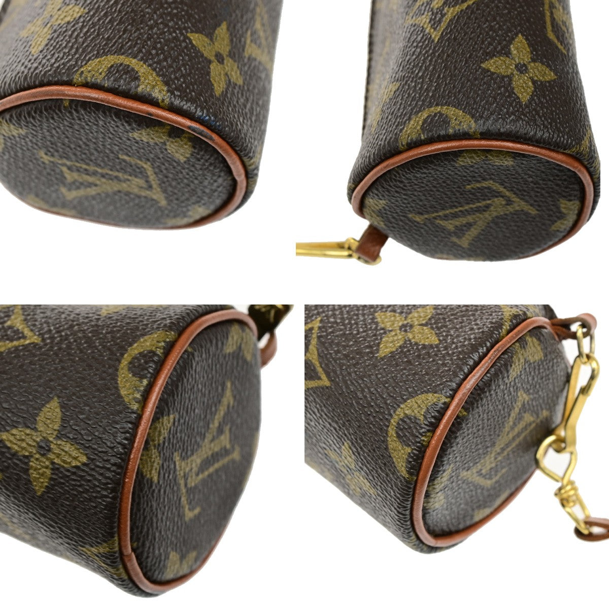 LOUIS VUITTON LV Papillon Pouch Mini Hand Bag Monogram Leather Brown 62YH064