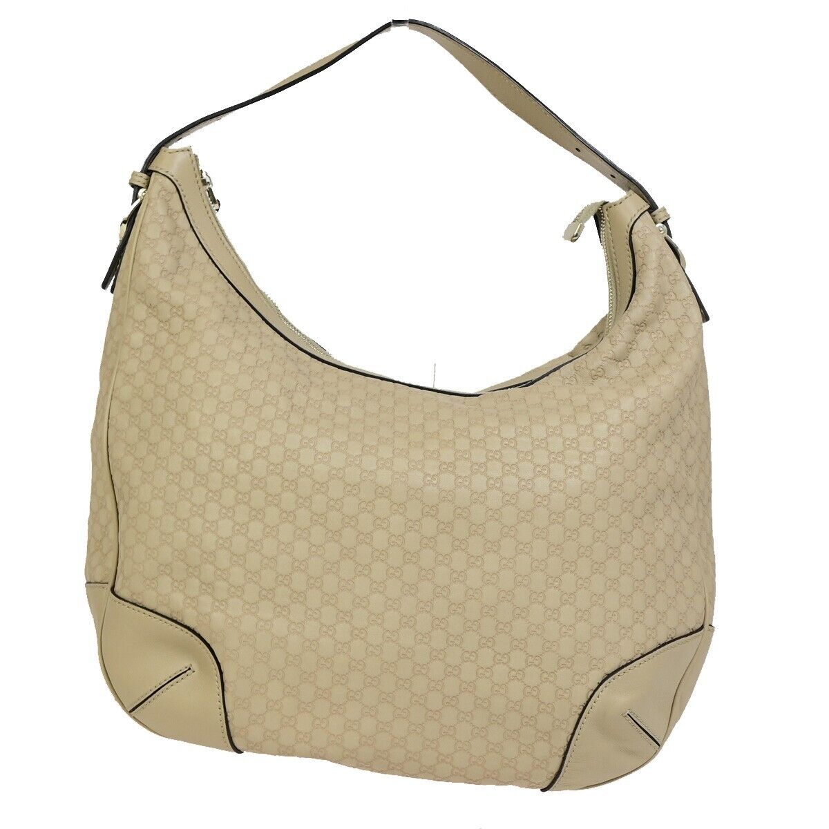 GUCCI Micro GG Guccissima Shoulder Hand Bag Leather Beige Italy 85EB460