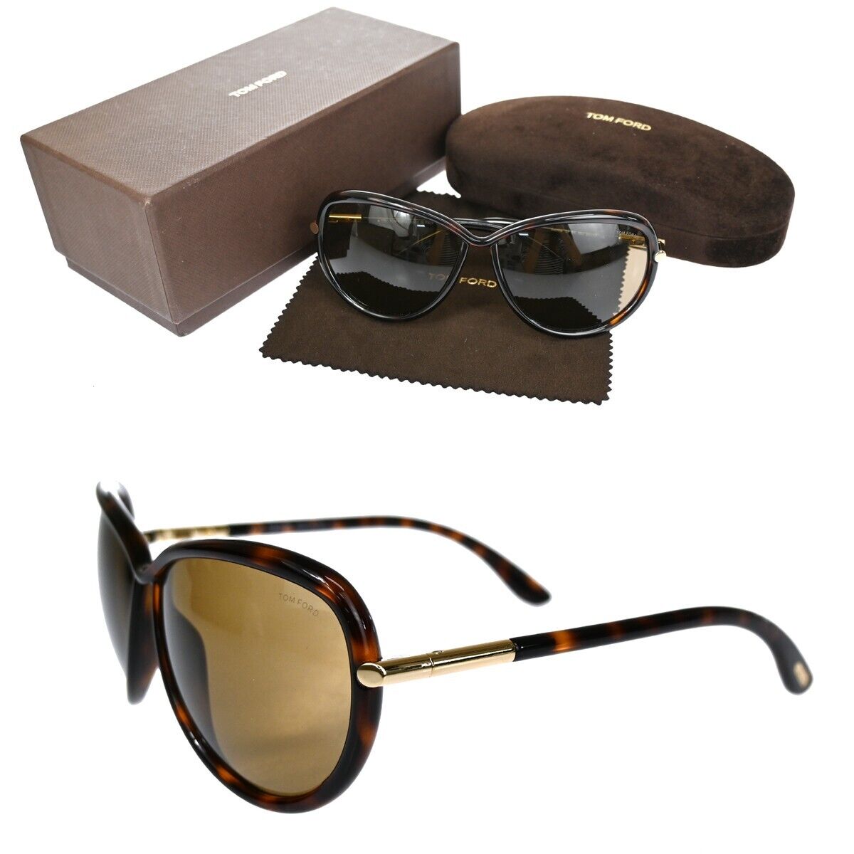 TOM FORD Logo Sabrina Sunglasses  Eye Wear Plastic Brown Gold  TF161  02FA053