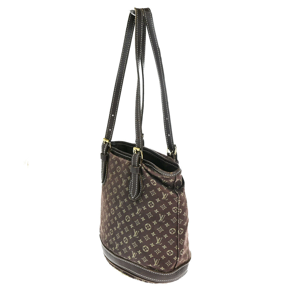 LOUIS VUITTON BUCKET PM Shoulder Tote Bag Monogram Mini Lin Ebene M95226 67YG556