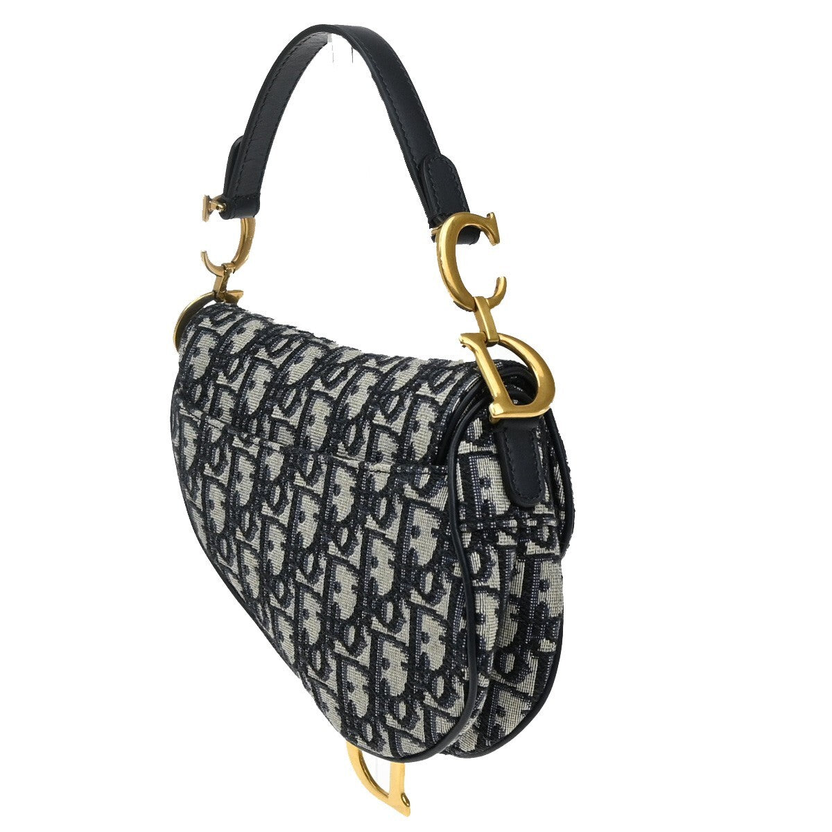 CHRISTIAN DIOR Oblique Trotter Mini Saddle Hand Bag Jacquard Leather BE 307RF279