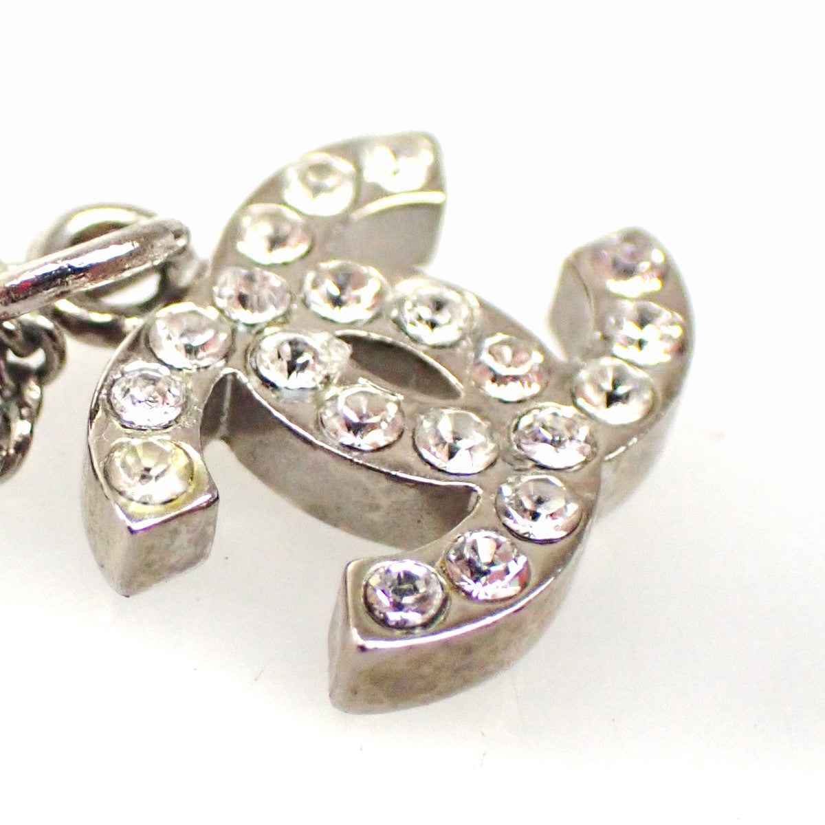CHANEL CC Logo Rhinestone Chain Necklace Pendant B11V SHW Italy 87RQ025