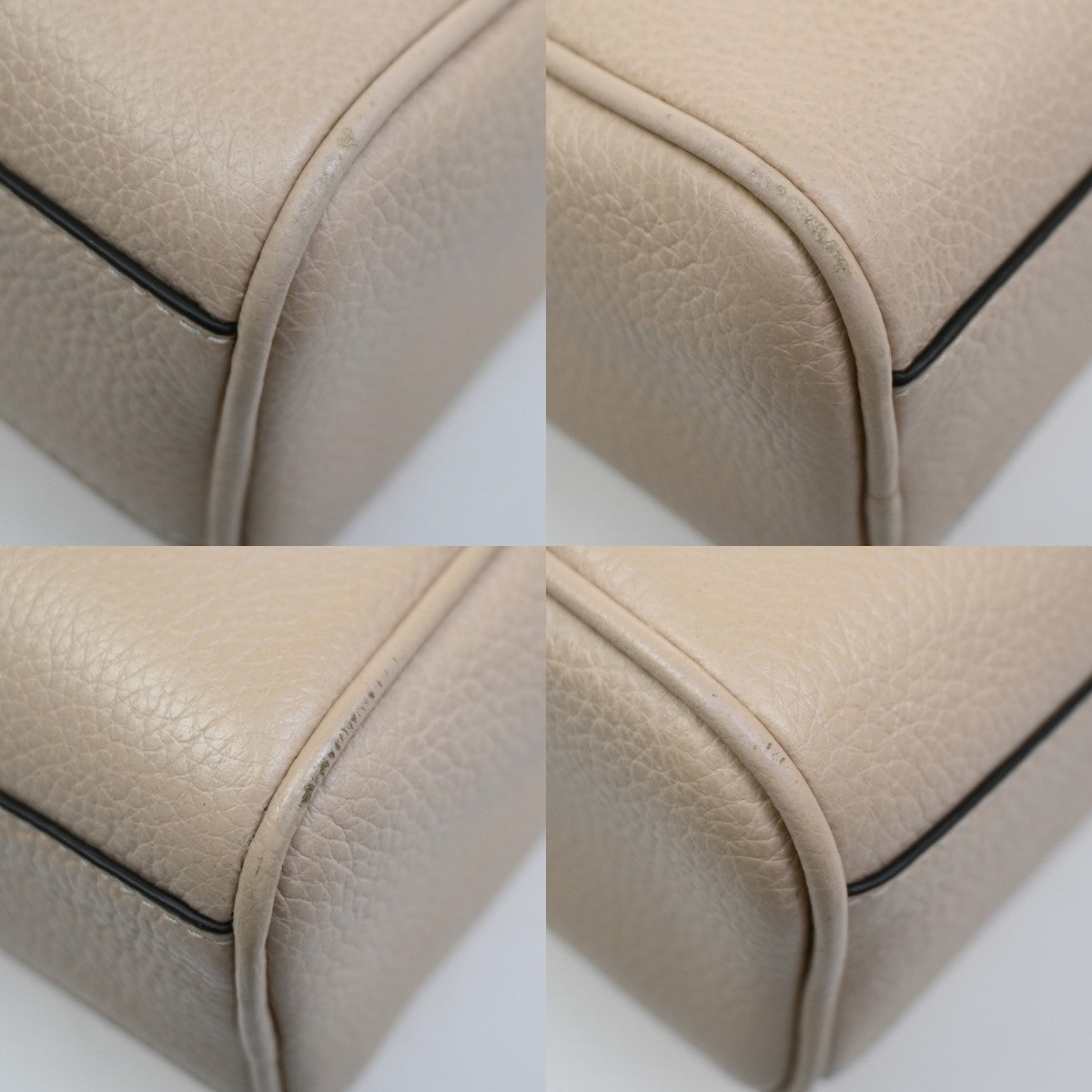 FURLA Logo Crossbody Shoulder Hand Bag Leather Beige GHW 08YH853