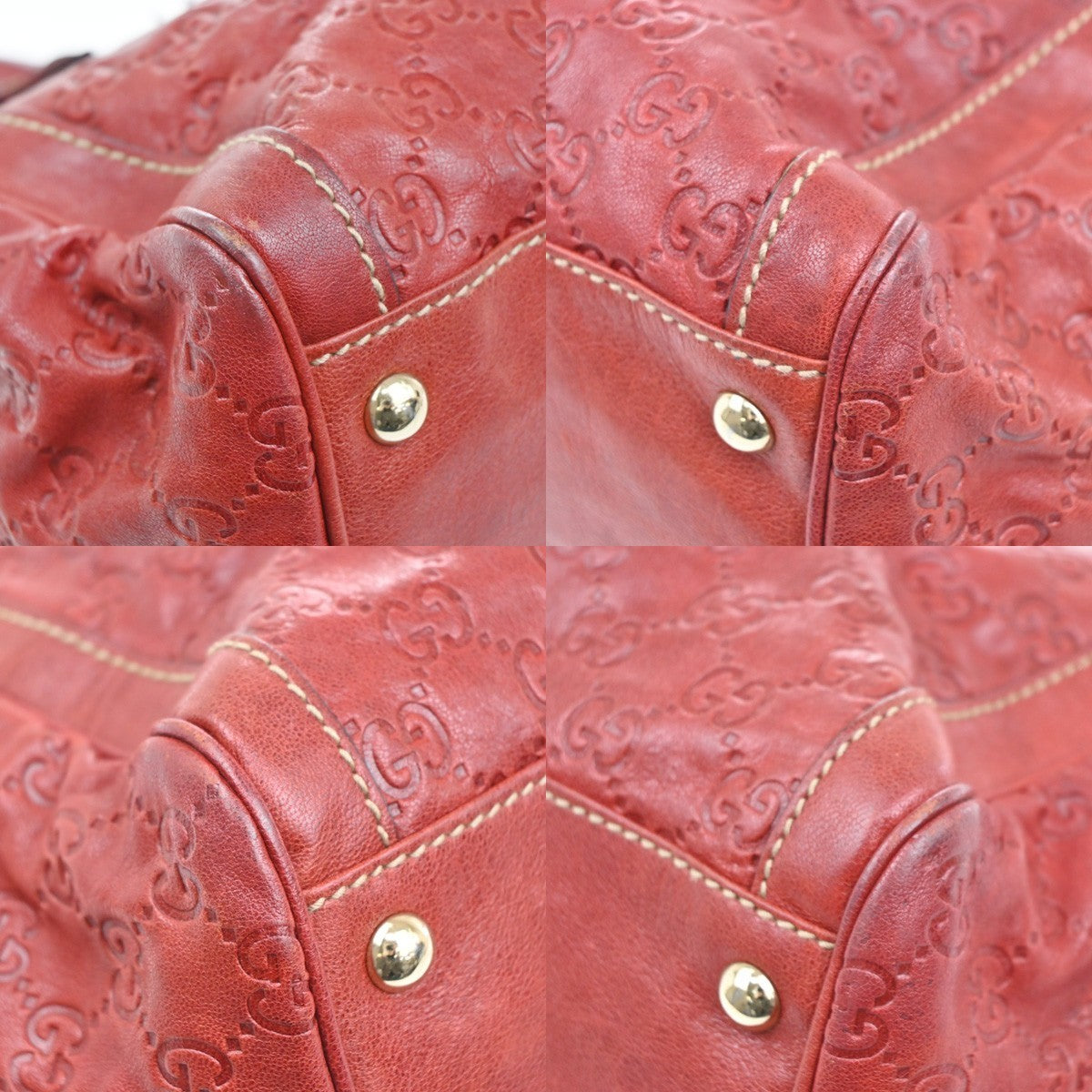 GUCCI Guccisima Hand Bag Leather Flower Motif Red GHW Italy 33MA090