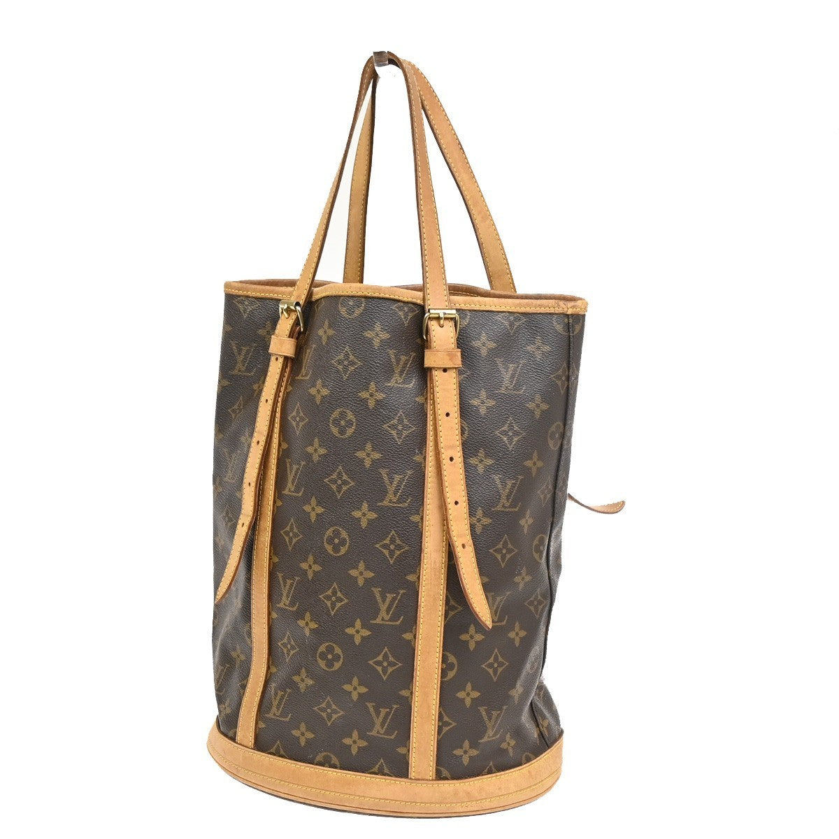 LOUIS VUITTON BUCKET GM Shoulder Tote Bag Monogram Leather Brown M42236 64KD021