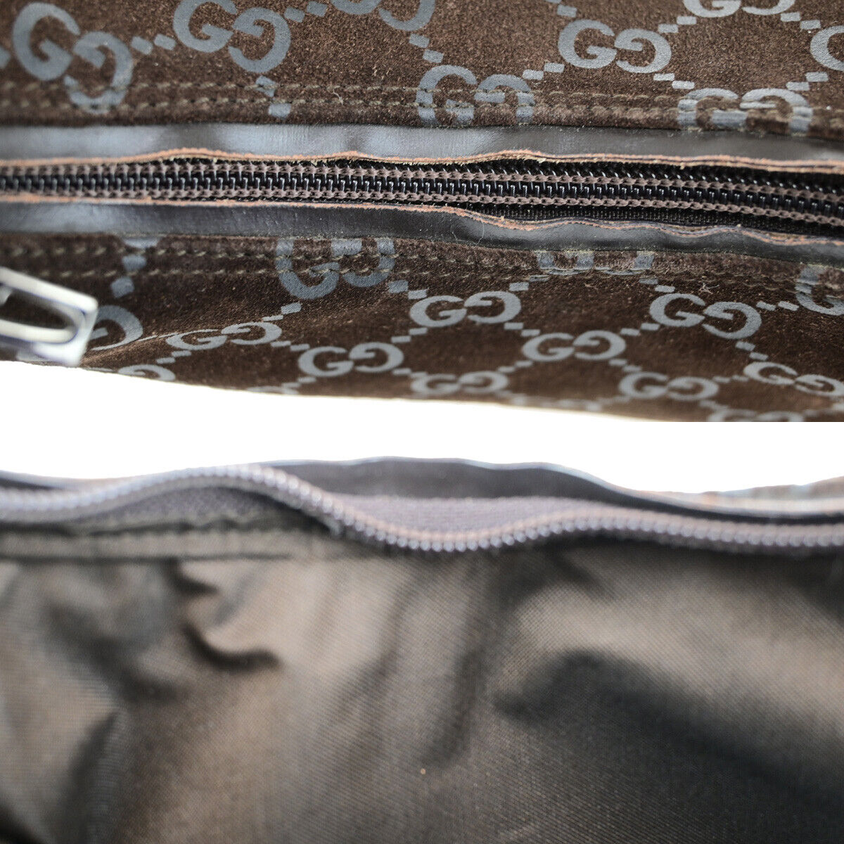GUCCI Logo GG Pattern Hobo Shoulder Bag Suede Leather Brown Italy 60YG783
