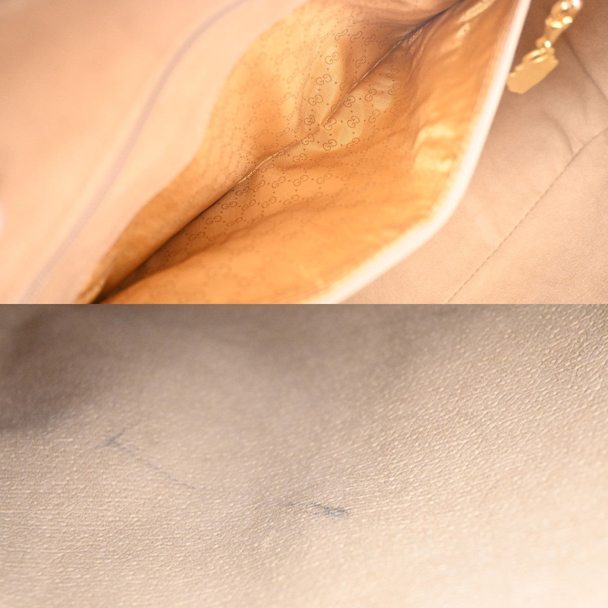 GUCCI Logo GG Pattern 2way Shoulder Hand Bag PVC Leather Beige GHW Italy 38MA555