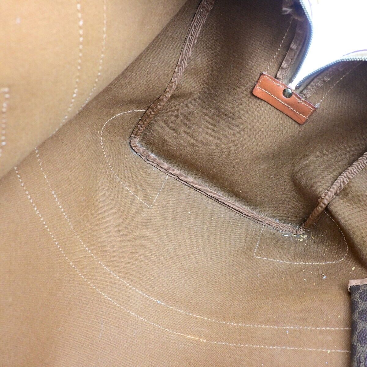 CELINE Macadam Pattern Travel Hand Bag PVC Leather Brown Gold Italy 64EB372