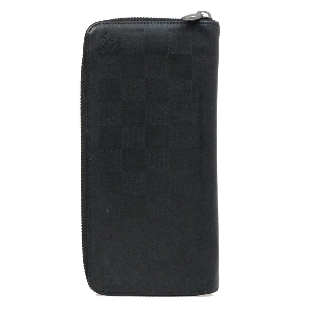LOUIS VUITTON Zippy Wallet Vertical Damier Infini Leather Black N63548 68ED248