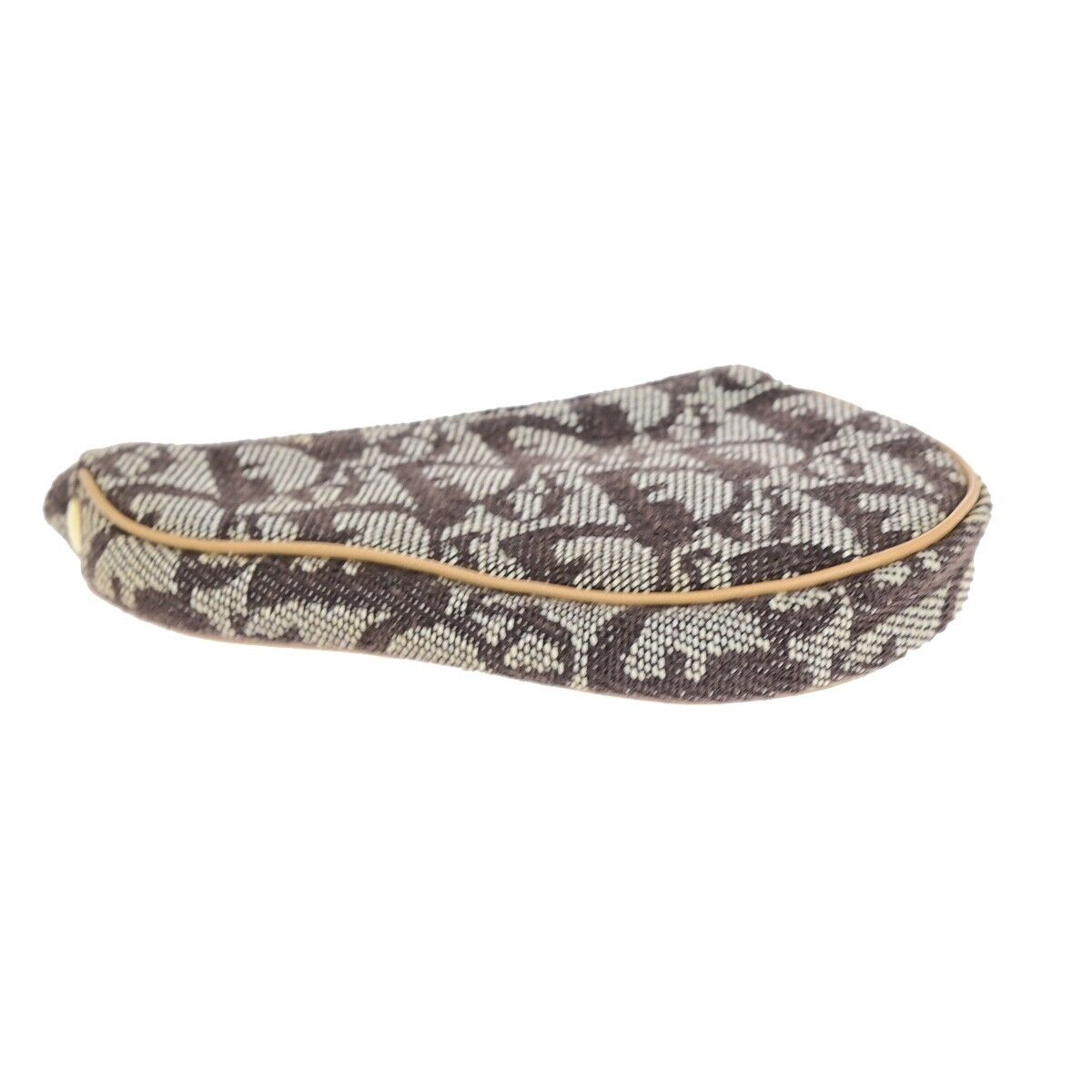 CHRISTIAN DIOR Trotter Saddle Coin Case Wallet Canvas Leather Brown GHW 36HB973