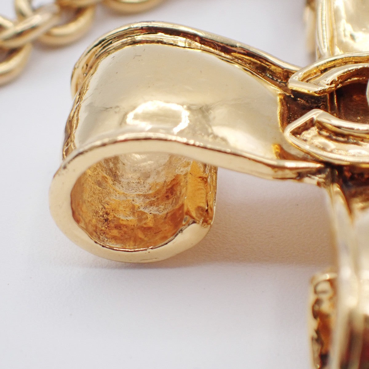 CHANEL CC Logo Cross Chain Long Necklace Pendant 94P Gold France Vintage 53RL935