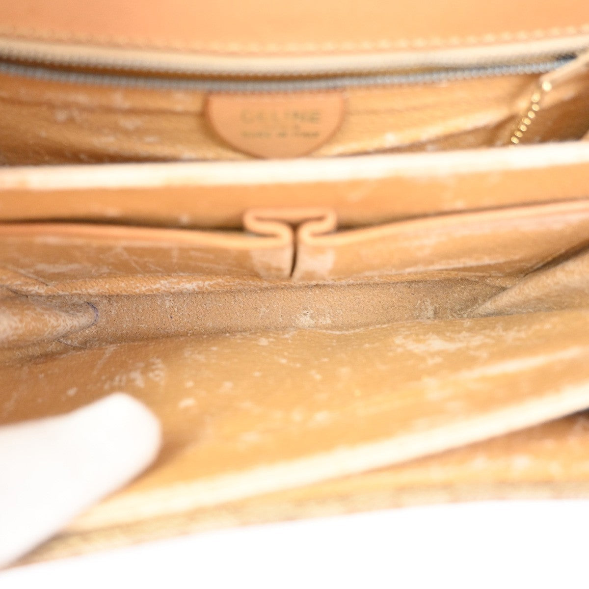 CELINE Logo Horse Carriage Macadam Shoulder Bag PVC Leather Beige GHW 30KC949