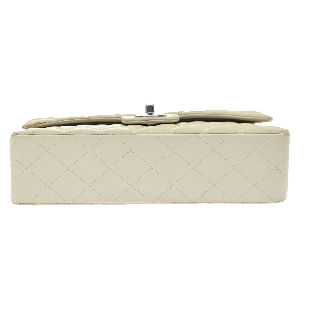 CHANEL CC Matelasse 25 Double Flap Chain Shoulder Bag Leather White SHW 700RP187
