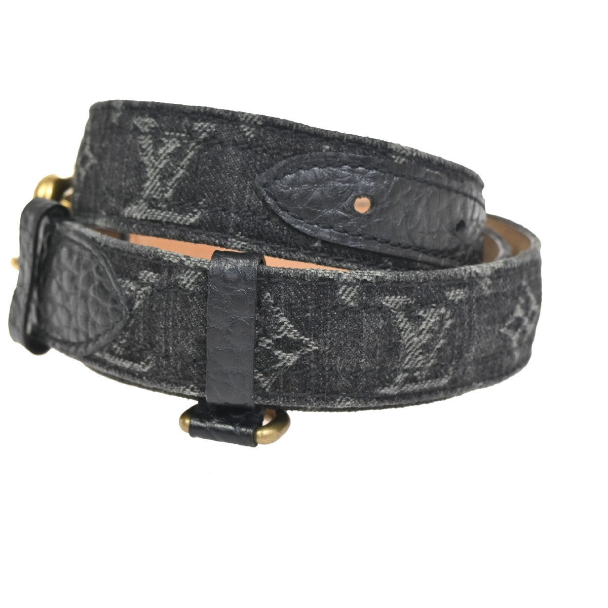 LOUIS VUITTON Ceinture Belt  90/36 Monogram Denim Leather  Black France 89AA201